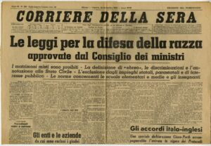 Prima pagina del Corriere della Sera del 17 novembre 1938, Archivio Storico Intesa Sanpaolo, Cariplo, Personale
