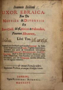 Uxor Ebraica, John Selden, frontespizio Uxor Ebraica, John Selden, frontespizio